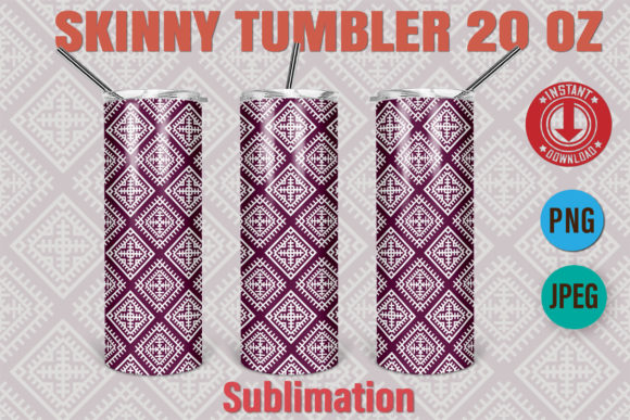 Download 20oz Skinny Tumbler Pattern Ethnic 178 - Premium Bundle