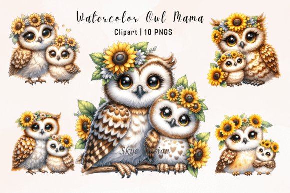 Download Watercolor Owl Mama Clip Art - Watercolor owl Collection