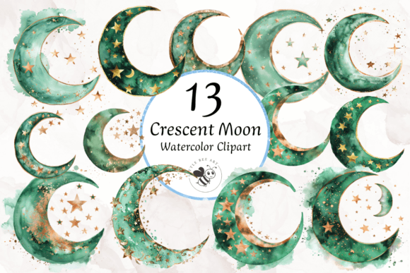 Download 13 Crescent Moon Watercolor Clipart PNG - Crescent moon Collection