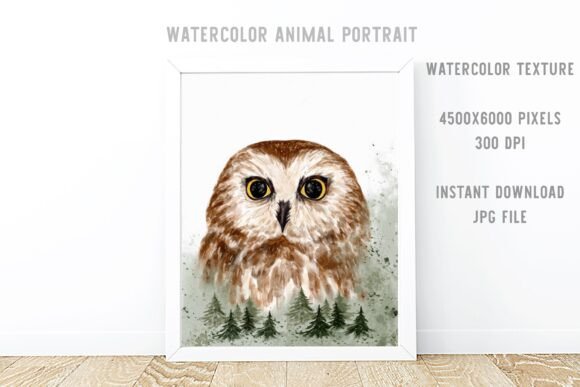 Download Watercolor Owl Portrait Foggy Forest - Watercolor owl Collection