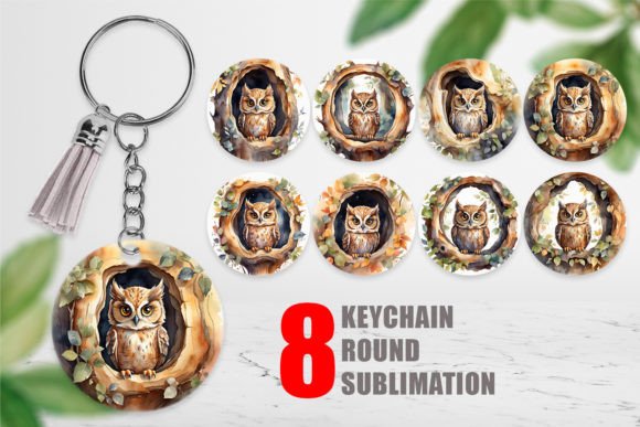 Download Keychain Watercolor Owl - Watercolor owl Collection
