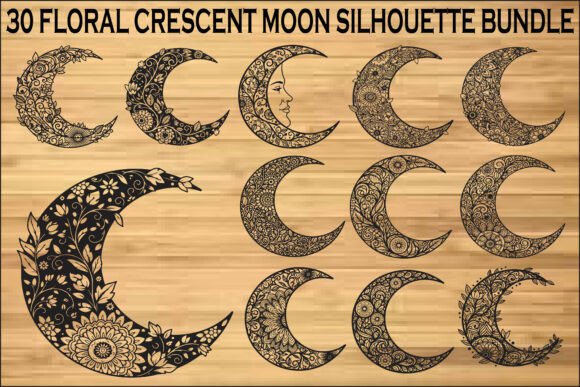 Download Floral Crescent Moon SVG Bundle - Crescent moon Collection