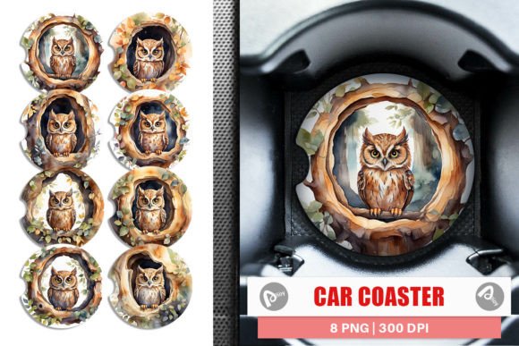 Download Car Coaster Watercolor Owl - Watercolor owl Collection