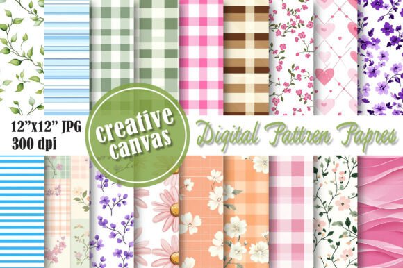 Download Pastel &amp; Cute Heart Digital Paper Bundle - Cute heart digital paper Collection